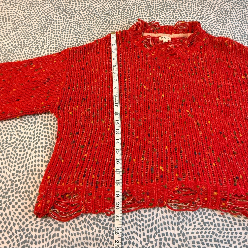 POL | Vibrant Red Distressed Oversized Sweater - Picture 8 of 9